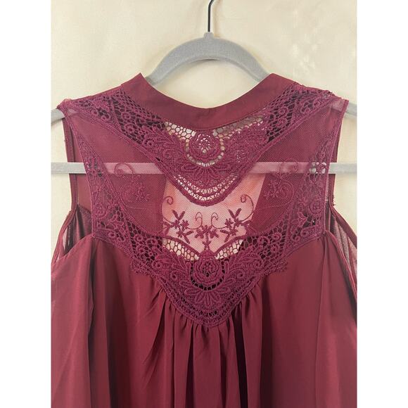 Rue 21 Red Cold Shoulder High Neck Midi Dress Size Small - Picture 5 of 5